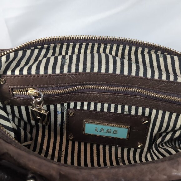 L.A.M.B. Gwen Stefani Brown Leather Purse Y2K Kensington LAMB Shoulder Bag Vtg - Picture 16 of 16